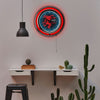 Fireball Retro Round Neon Wall Analog Clock with Pull Chain, 14.5"